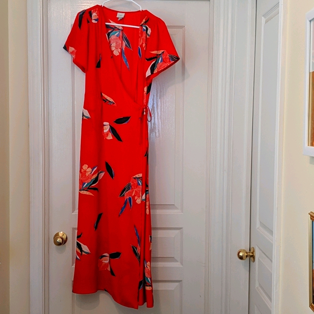 Red Maxi Dress with Floral Print